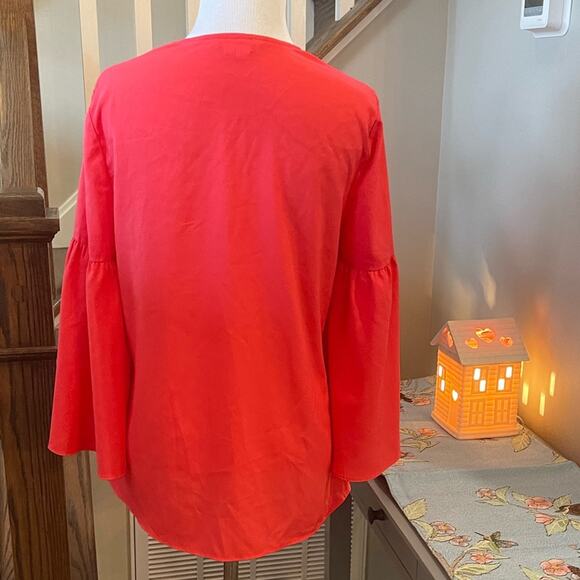 Boden Vibrant Coral Pink “Pop Peony” Boho-sleeve Blouse Size 6 US - Picture 3 of 7